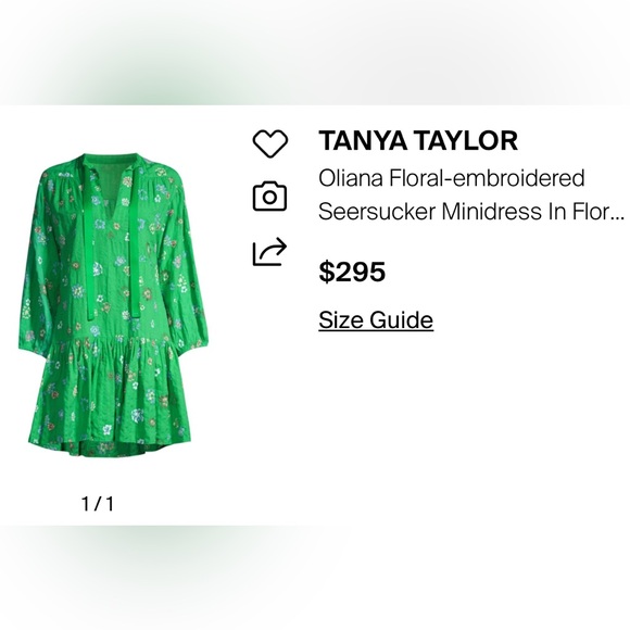 ❗️Tanya Taylor OLIANA FLORAL-EMBROIDERED SEERSUCKER MINIDRESS FLORAL KELLY GREEN - Picture 3 of 11